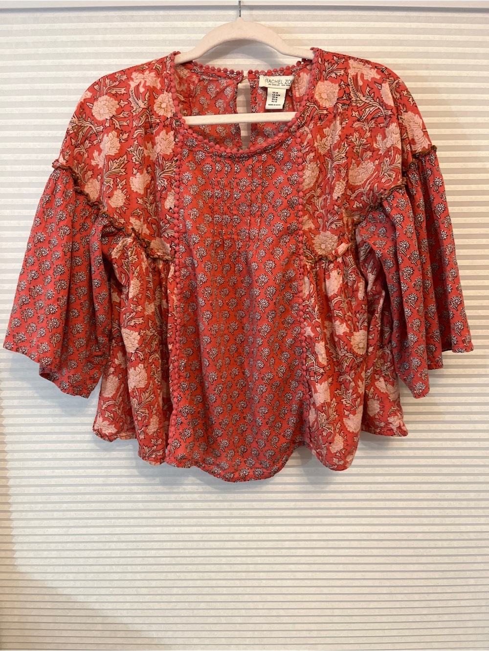 Rachel Zoe Coral Floral Peasant Boho Blouse